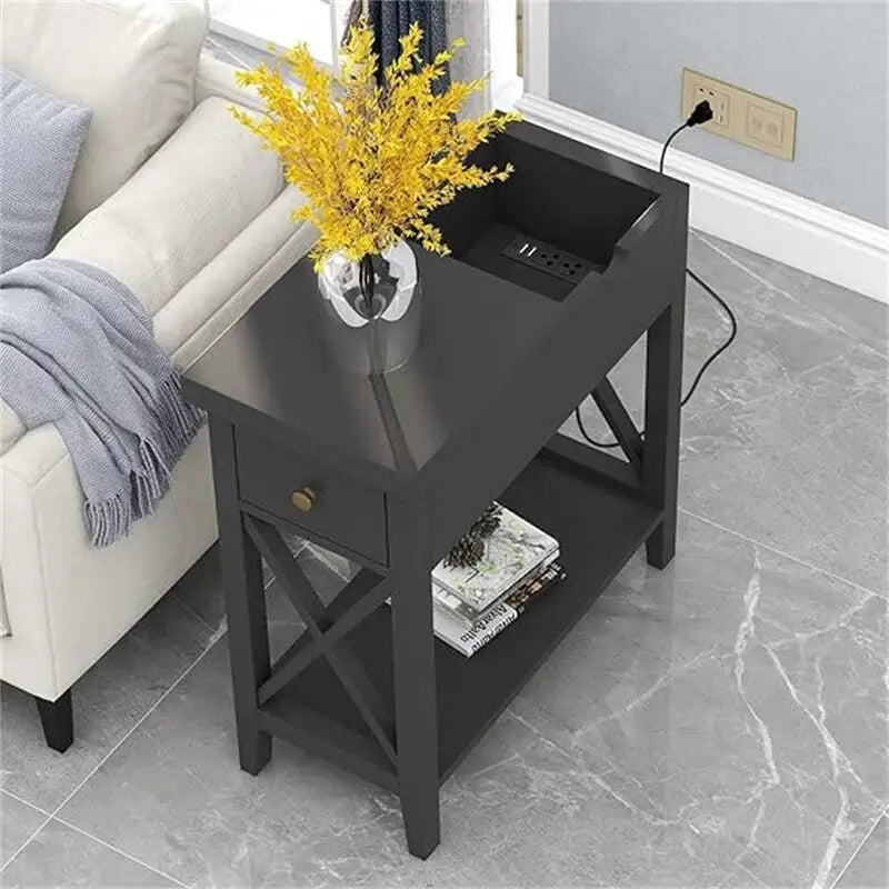 End Table with Flip Top and Charging Station
