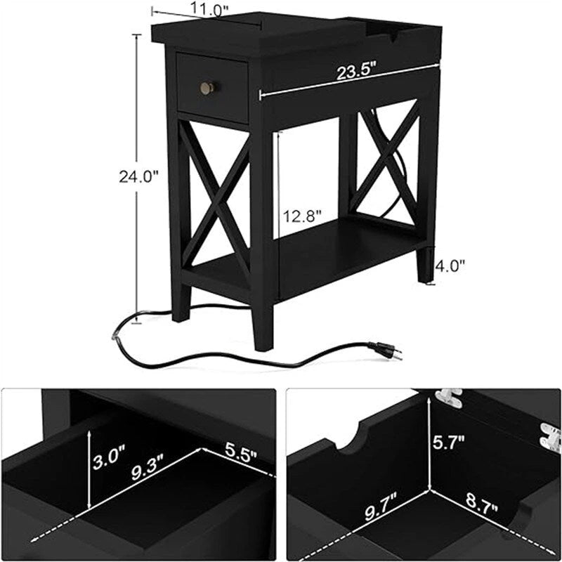 End Table with Flip Top and Charging Station