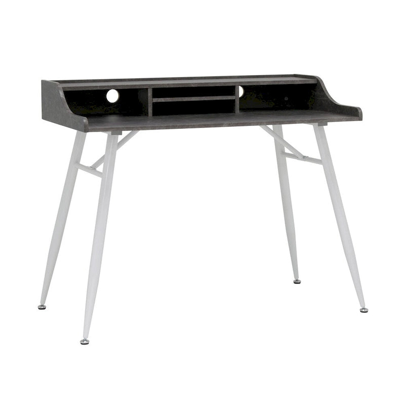 Calico Designs Woodford 45 Wide Modern, Secretary, Writing, Desk with Low Storage Hutch and Metal Tapered Legs