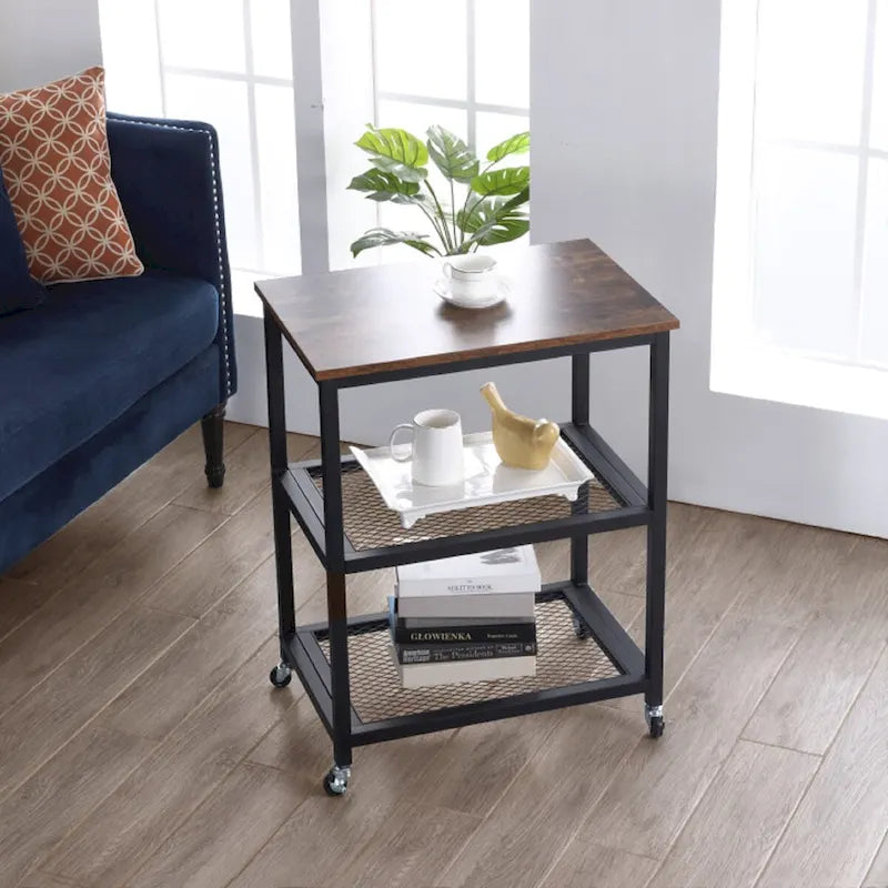 Ledel Industrial Rolling Kitchen Cart Serving Cart With Storage Shelves and Caster Wheels