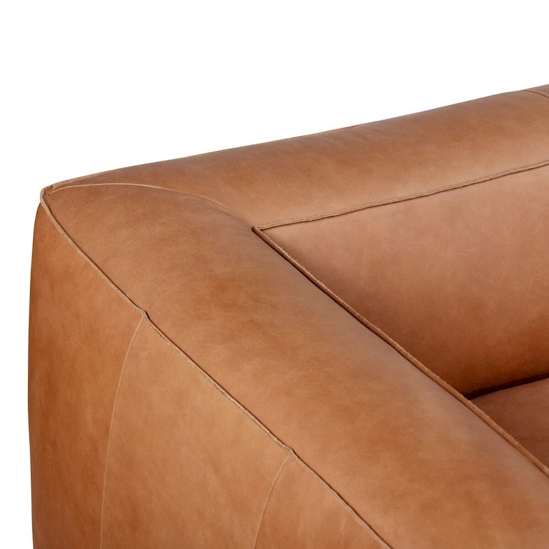 Poly & Bark Piazza 95 Sofa in Saddle Tan - Full Grain Genuine Italian Leather