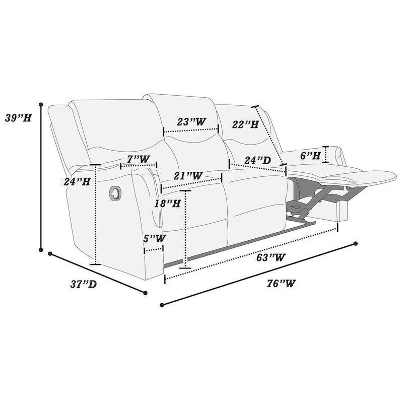 Poundex Recliner Sofa