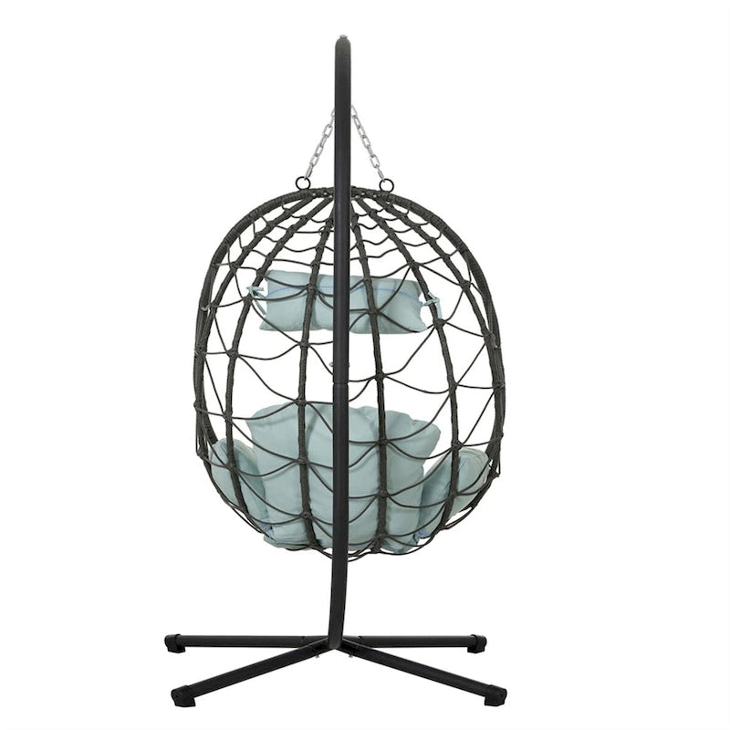 Indoor Outdoor Wicker Hanging Egg Chair with Stand