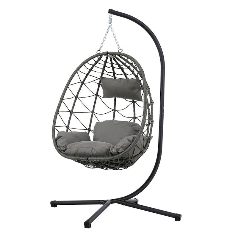 Indoor Outdoor Wicker Hanging Egg Chair with Stand