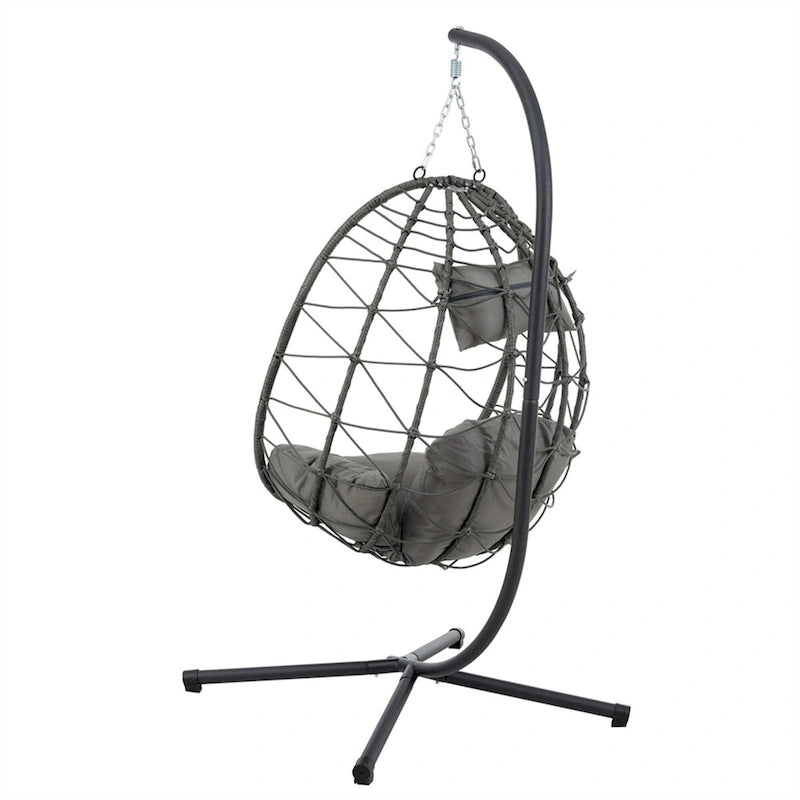 Indoor Outdoor Wicker Hanging Egg Chair with Stand