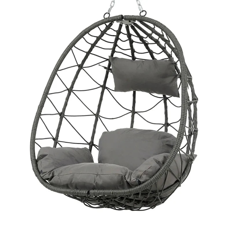 Indoor Outdoor Wicker Hanging Egg Chair with Stand