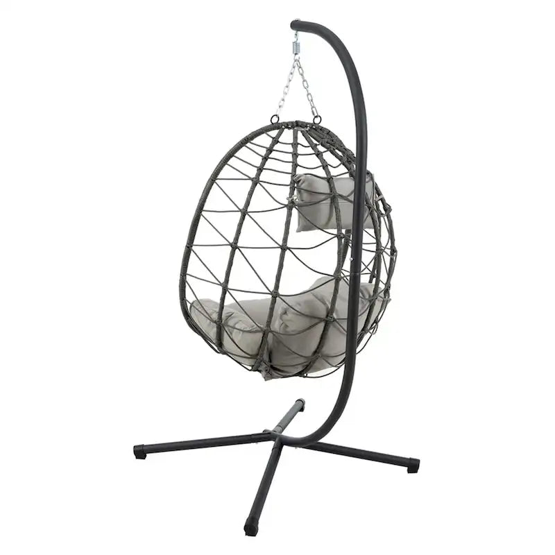 Indoor Outdoor Wicker Hanging Egg Chair with Stand