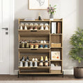 Shoe Cabinet with 3 Flip Drawers & Open Shelves, Entryway Shoe Storage Cabinet Slim, Narrow Hidden Shoe Rack for Heels, Boots