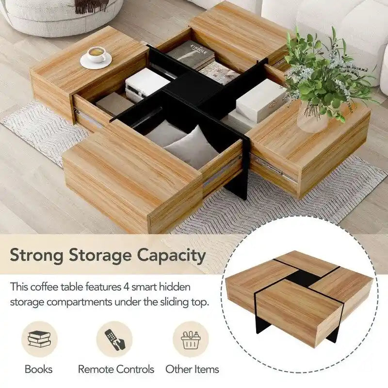 Unique Design Coffee Table with Extendable Sliding Tabletop