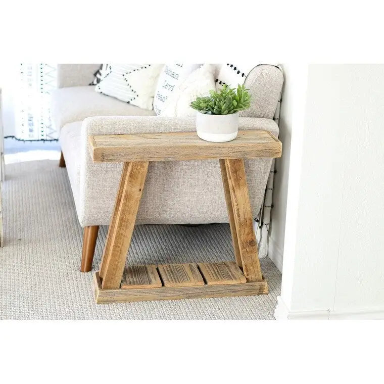 Natural Single Top A-Frame Accent Table