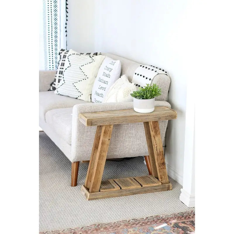 Natural Single Top A-Frame Accent Table
