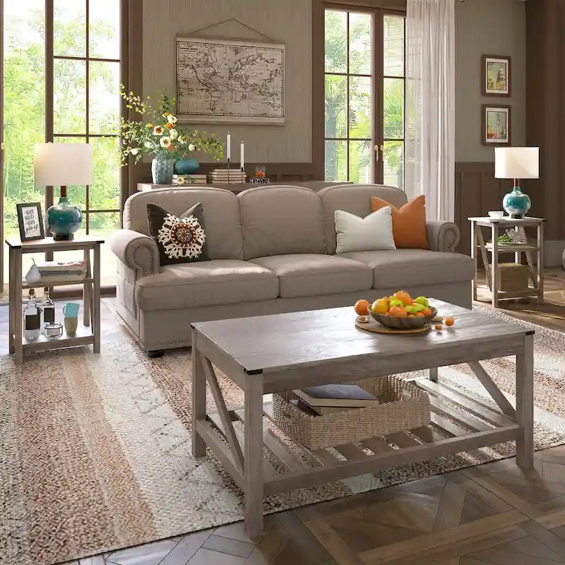 VredHom Coffee Table Center Table Tea Table with Shelf - 18.1 in H x 40.2 in W x 22 in D