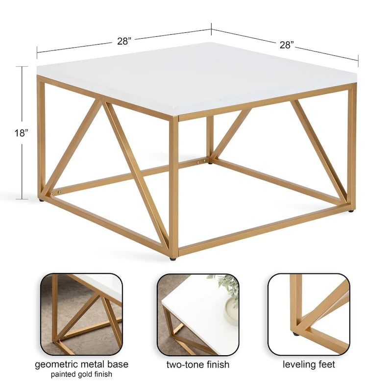 Kate and Laurel Kaya Wood and Metal Coffee Table - 28x28x18