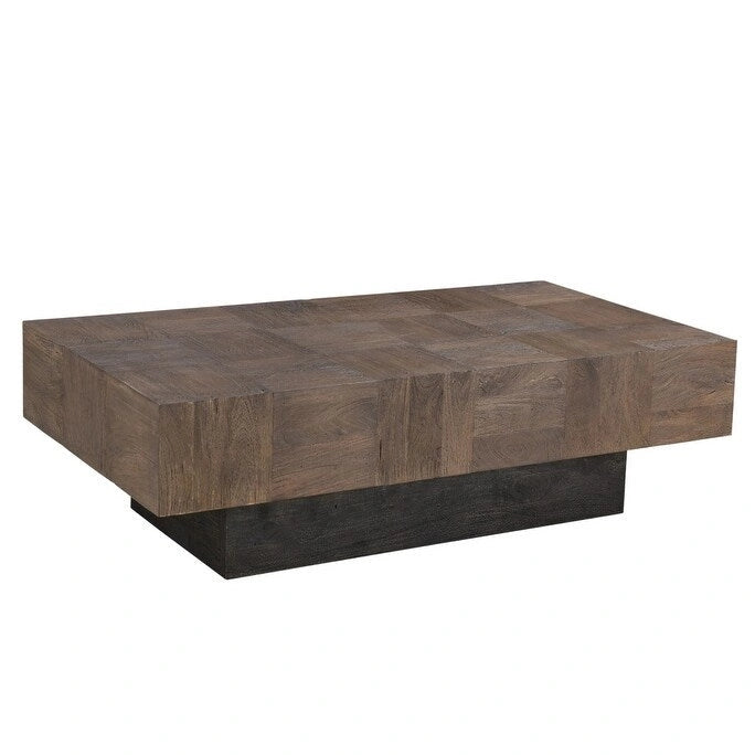 HomeRoots 59 Dark Brown And Black Solid Wood Coffee Table - 59
