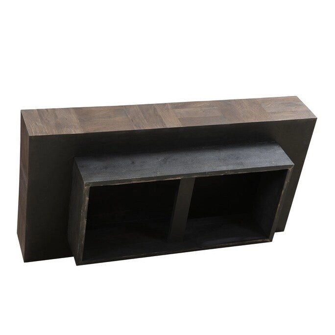 HomeRoots 59 Dark Brown And Black Solid Wood Coffee Table - 59