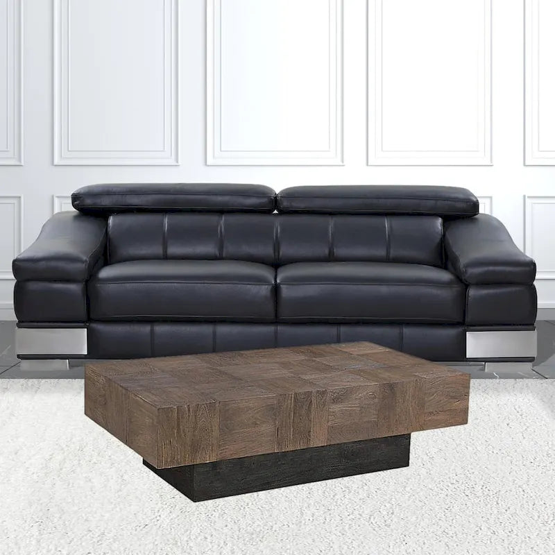 HomeRoots 59 Dark Brown And Black Solid Wood Coffee Table - 59