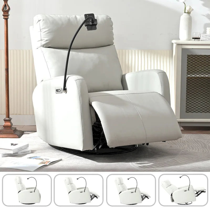 270Power Swivel Rocker Recliner Chair, Electric Glider Reclining Sofa with USB Ports,Power Swivel Glider