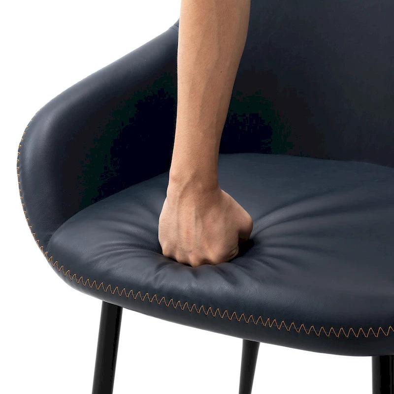 Glitzhome Set of 4 Mid-Century Leatherette Stitched Dining Accent Armchairs