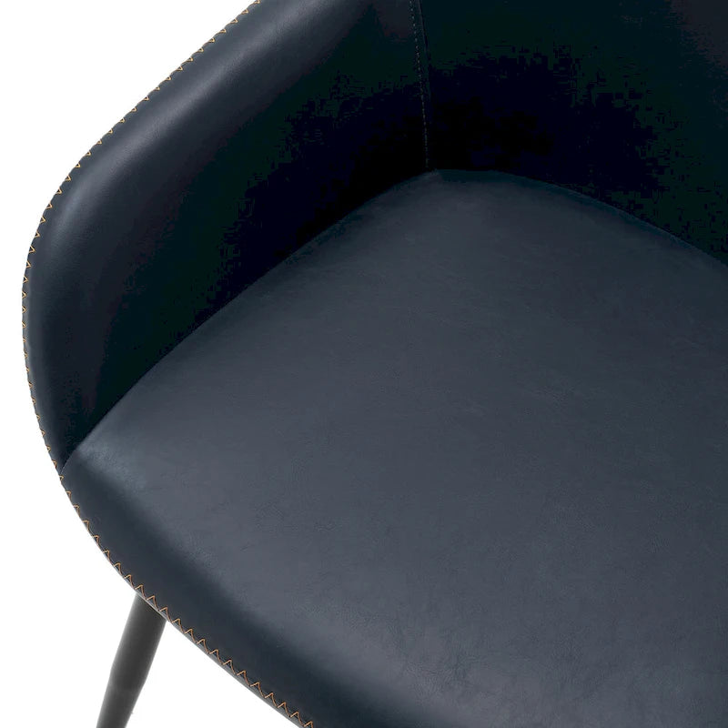 Glitzhome Set of 4 Mid-Century Leatherette Stitched Dining Accent Armchairs