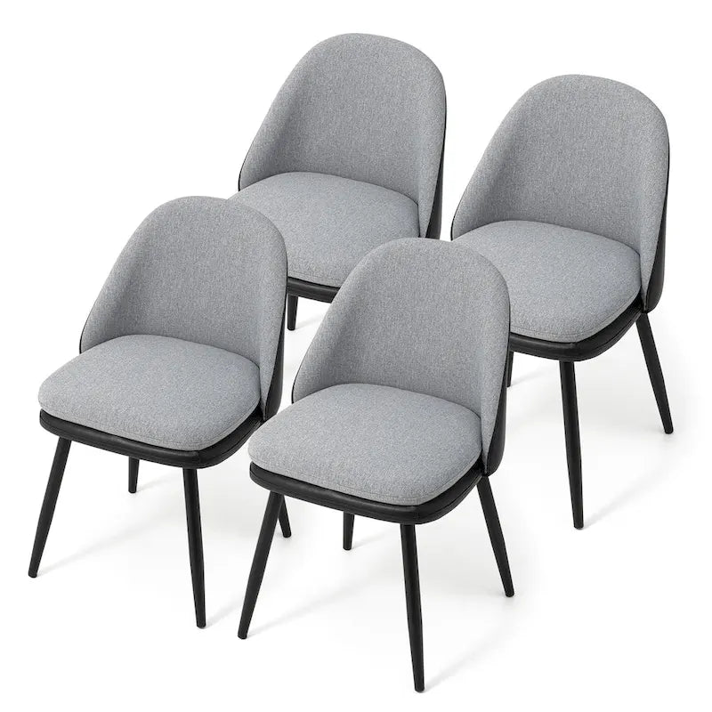 Glitzhome Set of 4 Mid-Century Leatherette Stitched Dining Accent Armchairs