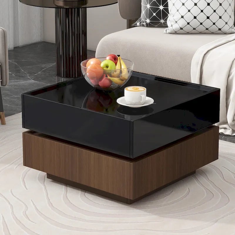 Rotating Coffee Table with 2 Drawers