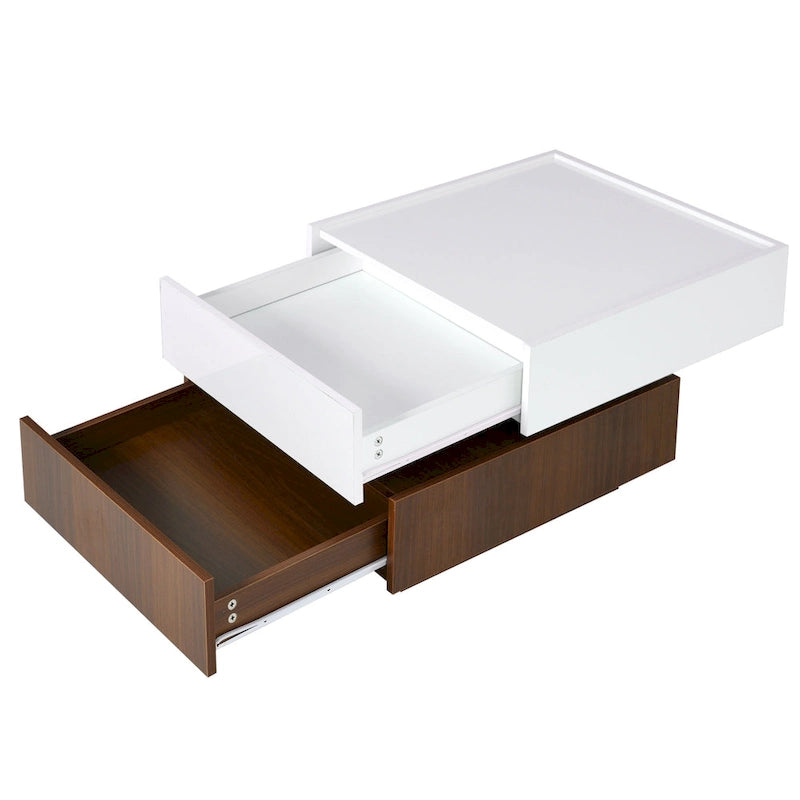 Rotating Coffee Table with 2 Drawers