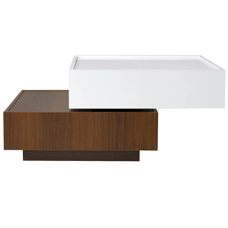 Rotating Coffee Table with 2 Drawers
