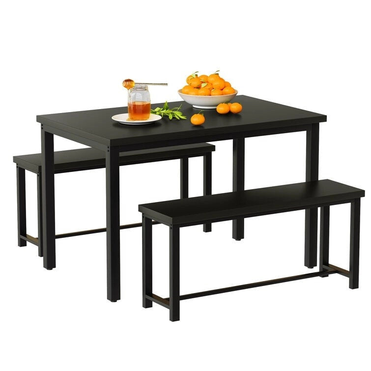 Dining Table Set with Bench, 3 Pieces Dining Furniture Set Kitchen Table Set for Kitchen, Dining Room, Living Room