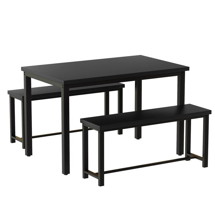 Dining Table Set with Bench, 3 Pieces Dining Furniture Set Kitchen Table Set for Kitchen, Dining Room, Living Room