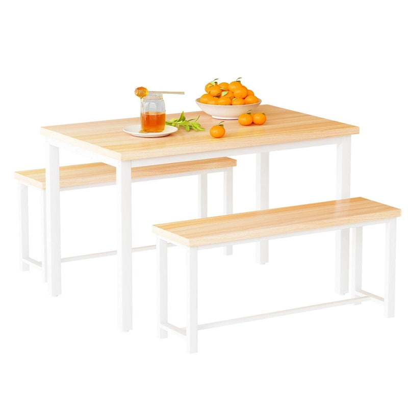 Dining Table Set with Bench, 3 Pieces Dining Furniture Set Kitchen Table Set for Kitchen, Dining Room, Living Room