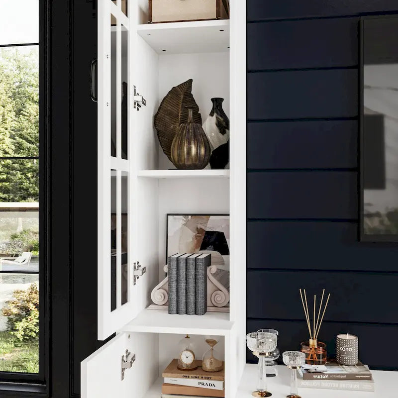 White Entertainment Unit with Multiple Storage Options Tempered Glass - 96.9