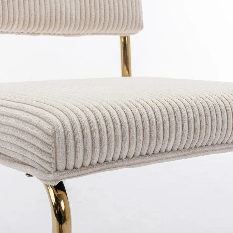 Modern Dining Chairs with Corduroy Fabric,Gold Metal Base, Kitchen Chairs with Channel Tufting, Side Chairs, Set of 2