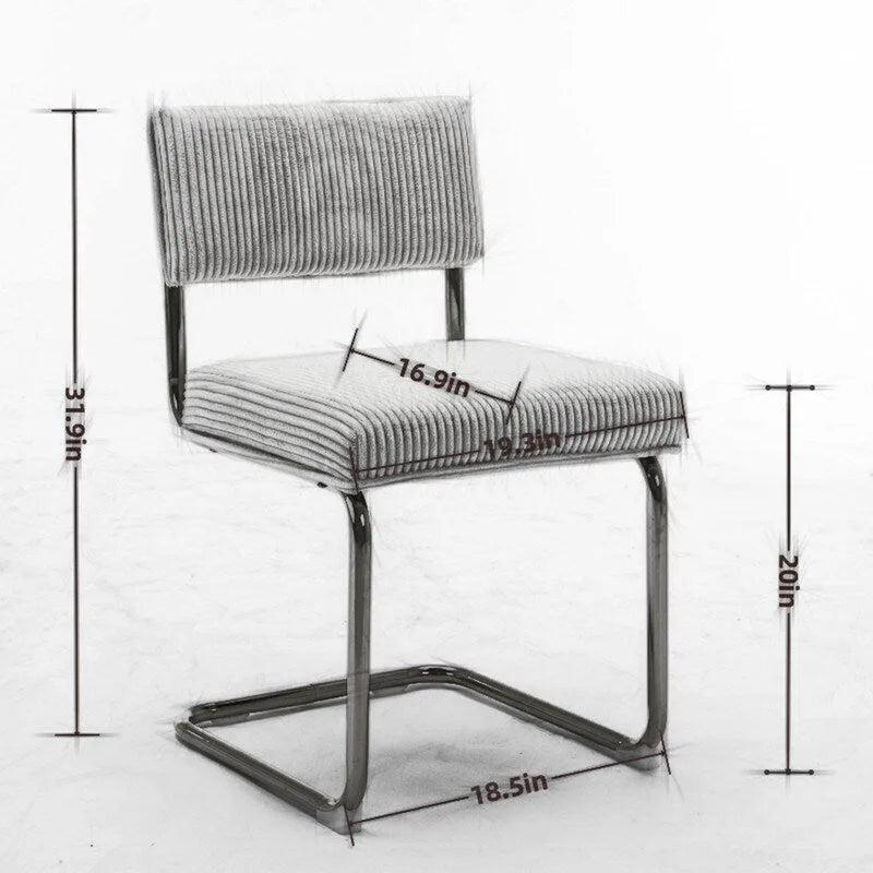 Modern Dining Chairs with Corduroy Fabric,Gold Metal Base, Kitchen Chairs with Channel Tufting, Side Chairs, Set of 2