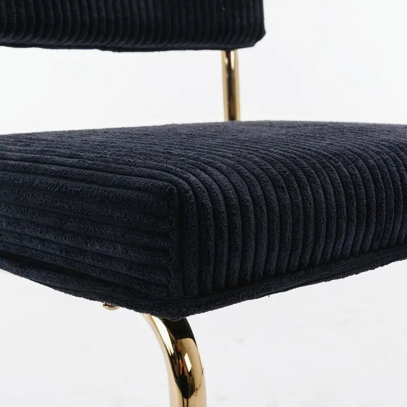 Modern Dining Chairs with Corduroy Fabric,Gold Metal Base, Kitchen Chairs with Channel Tufting, Side Chairs, Set of 2
