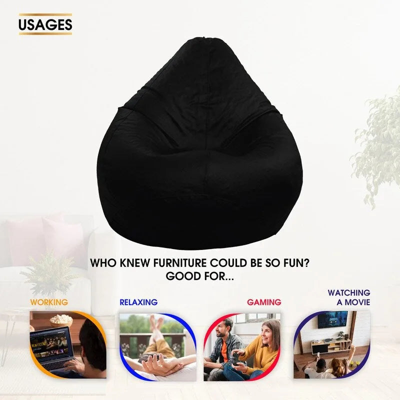 Leatherette Bean Bag Cover Filling Not Included, Ideal for Children and Teenagers by Ample Decor
