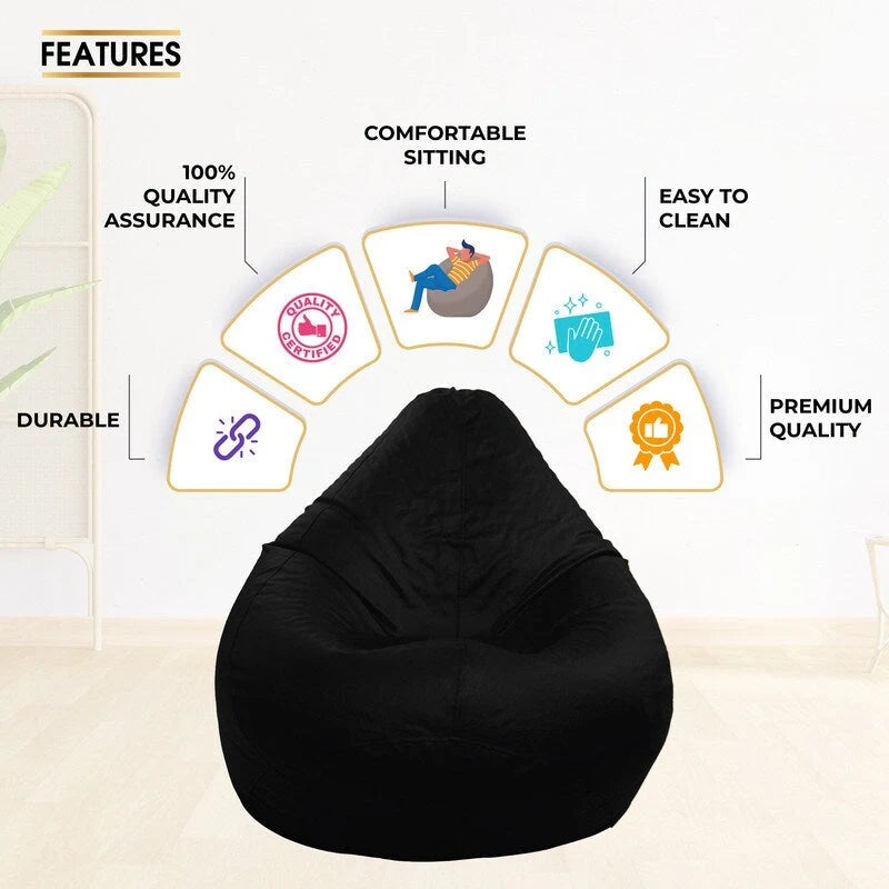 Leatherette Bean Bag Cover Filling Not Included, Ideal for Children and Teenagers by Ample Decor