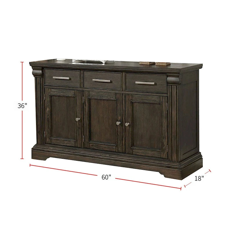 Transitional Style Server in Espresso Finish