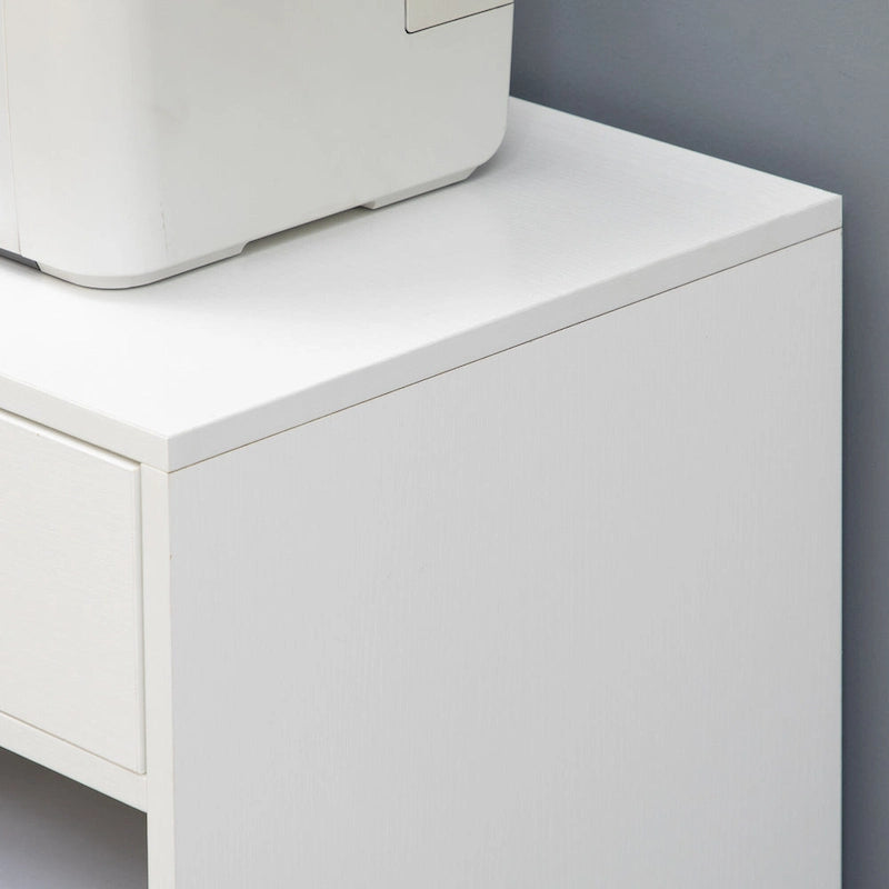 Mobile Printer Stand, Rolling File Cabinet Cart with Wheels, Adjustable Shelf, Drawer and CPU Stand, White