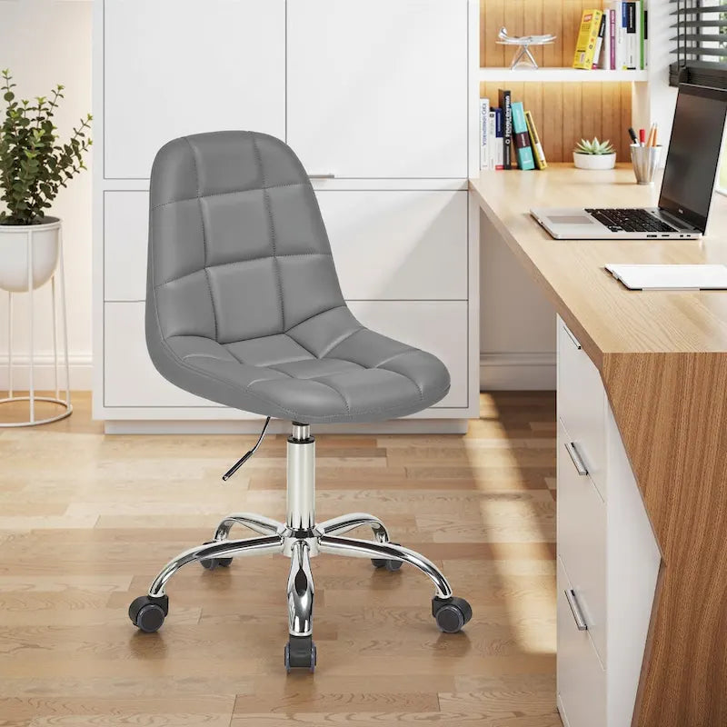 Javlergo Armless Home Office Chair, Height Adjustable Computer Desk Chair with Wheels