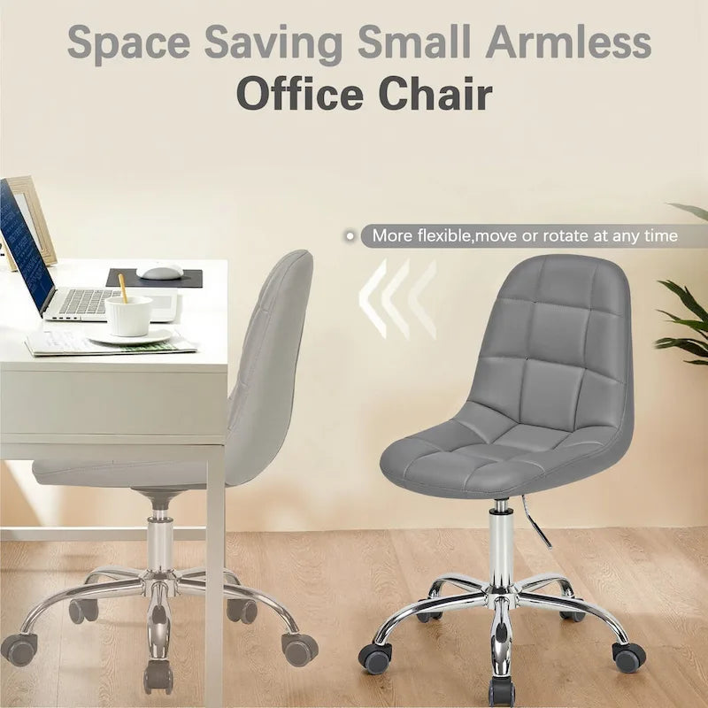 Javlergo Armless Home Office Chair, Height Adjustable Computer Desk Chair with Wheels