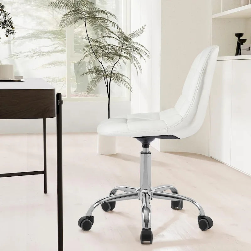 Javlergo Armless Home Office Chair, Height Adjustable Computer Desk Chair with Wheels
