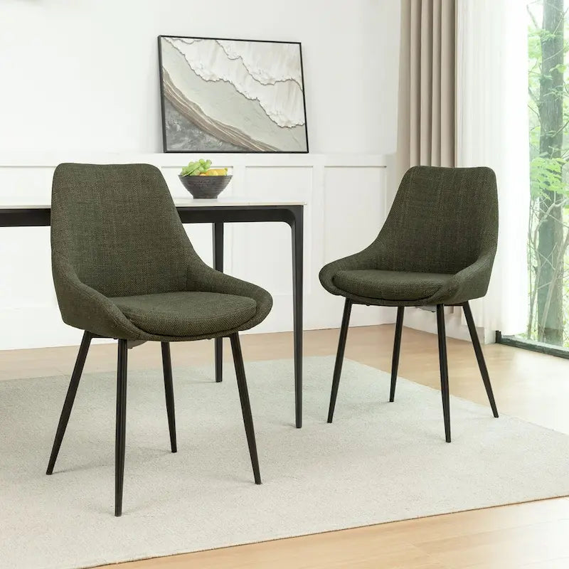 Porthos Home Orin Fabric Dining Chairs with Steel Legs, Set of 2