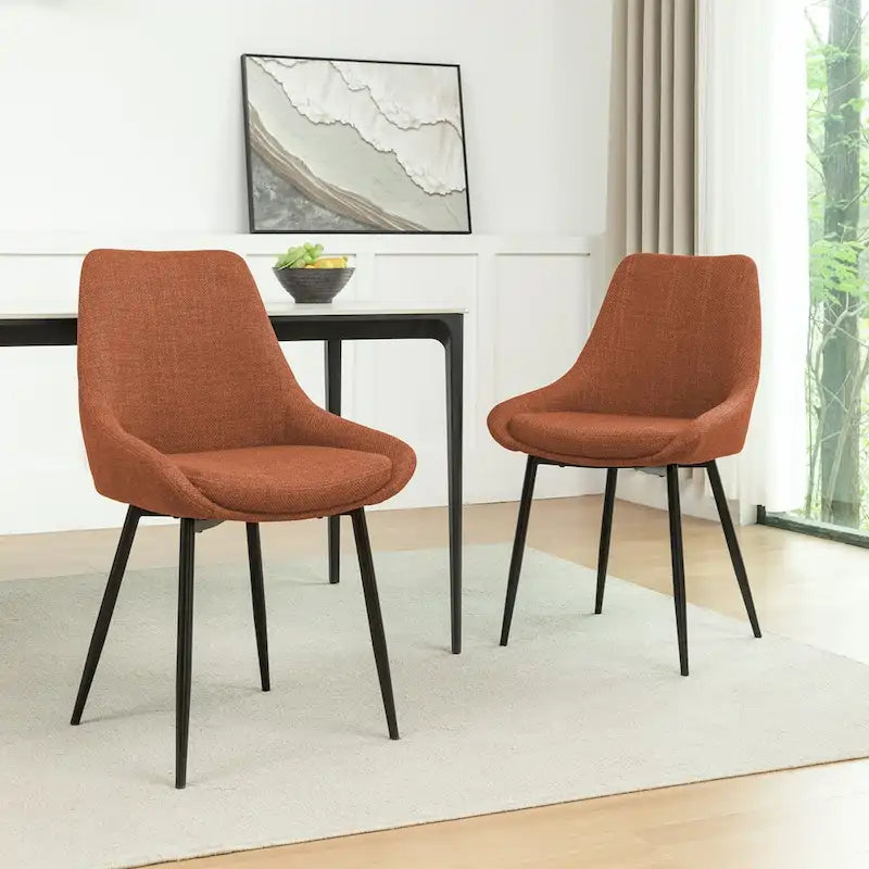 Porthos Home Orin Fabric Dining Chairs with Steel Legs, Set of 2