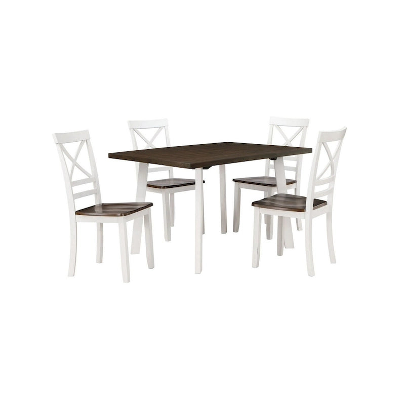 Dera 21 Inch Dining Chair Set of 2, Crossed Back, White Rubberwood Frame
