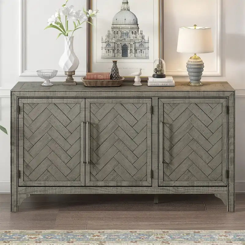 Wooden Storage Cabinet Sideboard with Adjustable Shelves