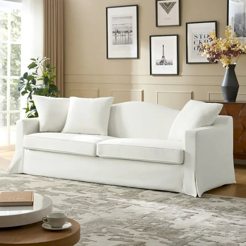 Antonio Transitional 83.5 Slipcovered Sofa with Curved Back by HULALA HOME