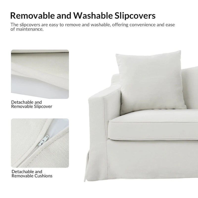 Antonio Transitional 83.5 Slipcovered Sofa with Curved Back by HULALA HOME