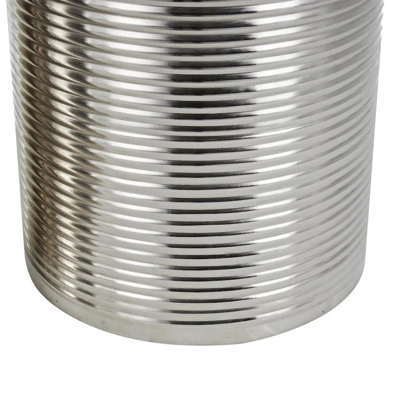 Metal Ribbed or Metallic Ribbed Drum Side End Accent Table - Set of 3 Silver or Gold - Roche River Decor