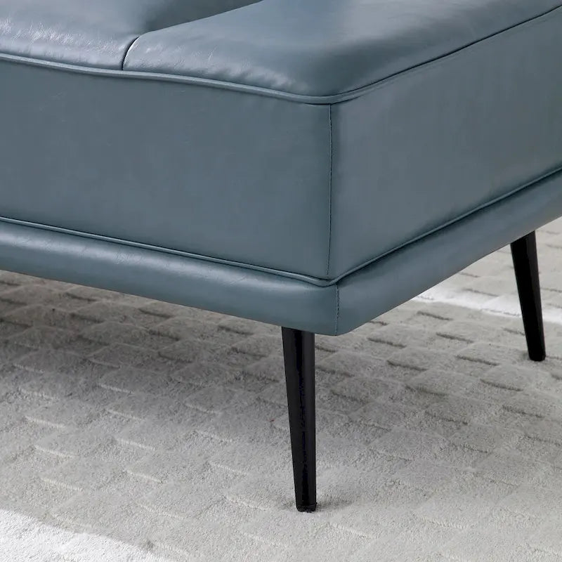 56.3Width End of Bed Bench,Faux Leather Upholstered With side table,360-degree Swivel tray couch,Entryway Ottoman,Metal Legs