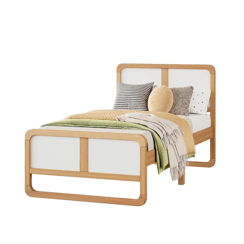 Modern Style Solid Wood Platform Bed for Kids, Teens, Adults